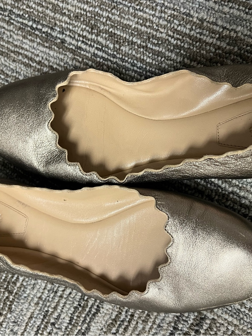 Chloe Metallic Scalloped Ballet Flats - gold/silver